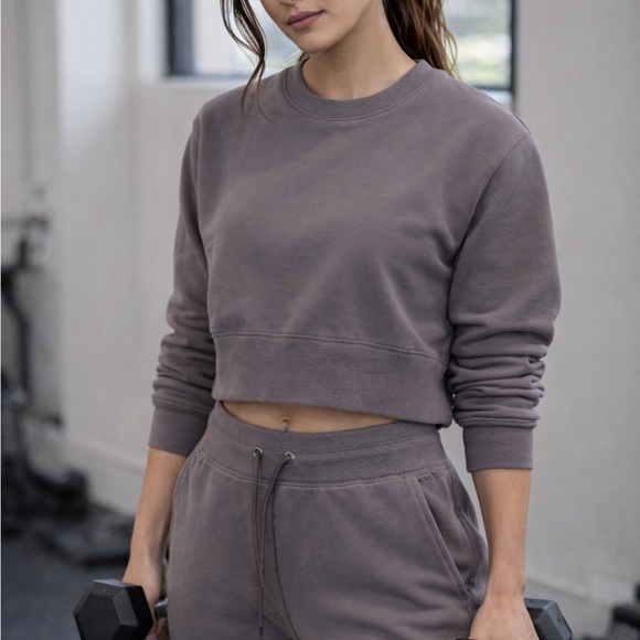 JoyLab Taupe Sweatshirt and Joggers Set - Picture 3 of 5